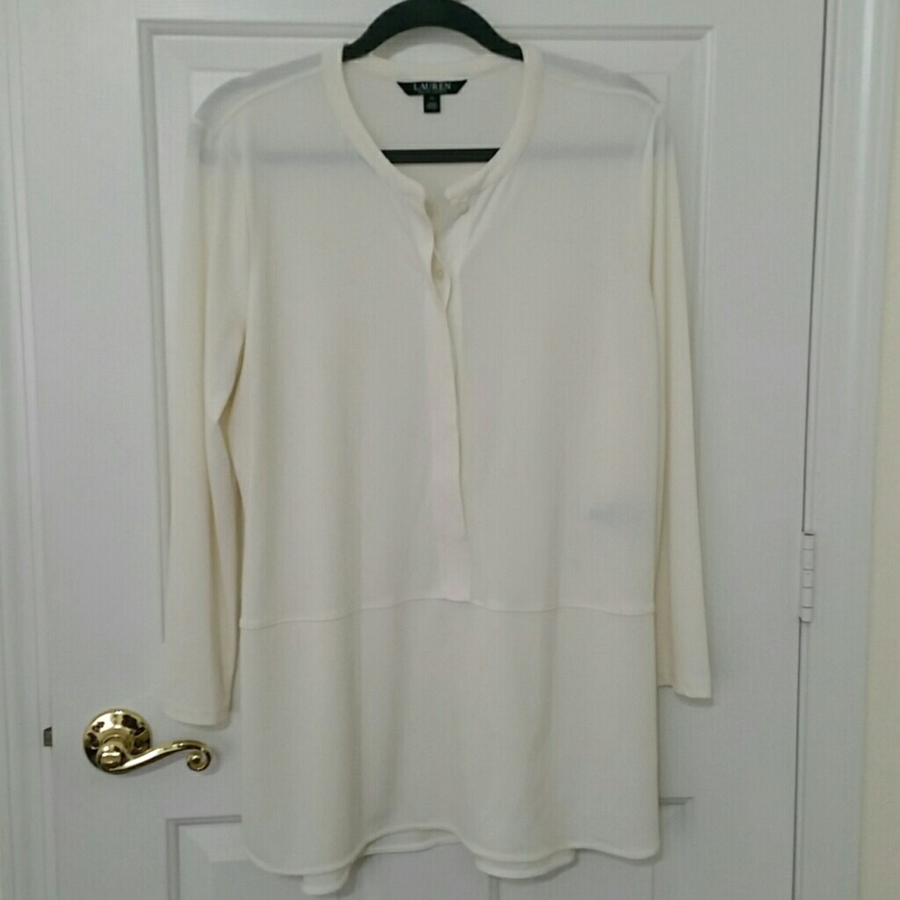 Ralph Lauren Off White Button Down Stretch Top XL